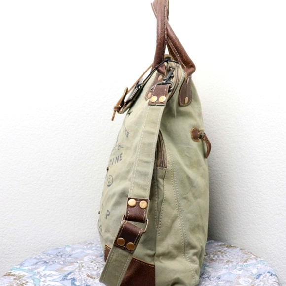 💥ONE LEFT💥Gerster Shoulder Bag; upcycled canvas, genuine leather - Picture 8 of 10